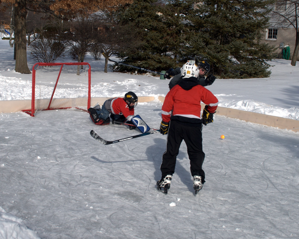 play hockey in the backyard with a diy ice-skating rink 